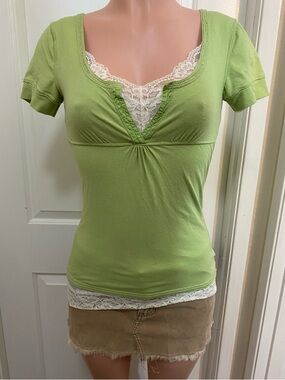 Y2k Vintage Abercrombie green babydoll short sleeve top